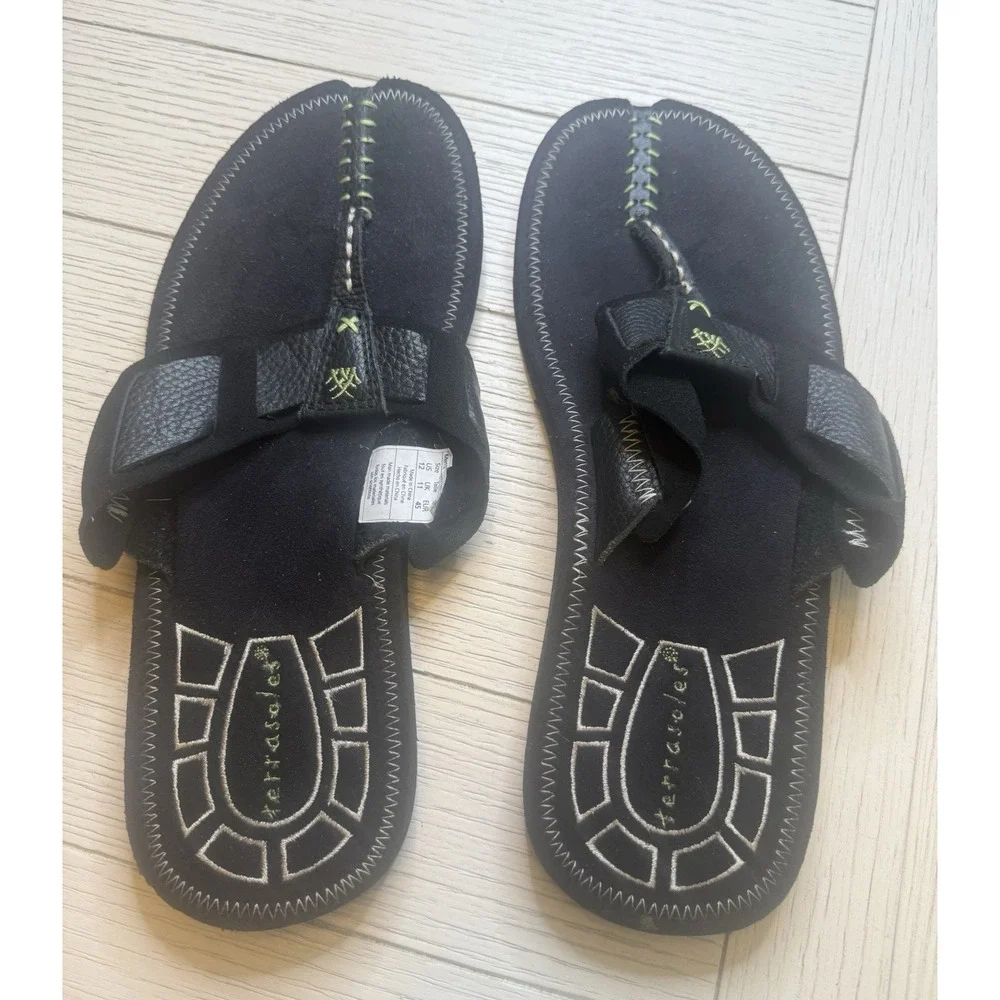 Terrasoles Flip Flop/Thongs/ Sandals Men's Sz 12 Black post toe.Summer, Vacation